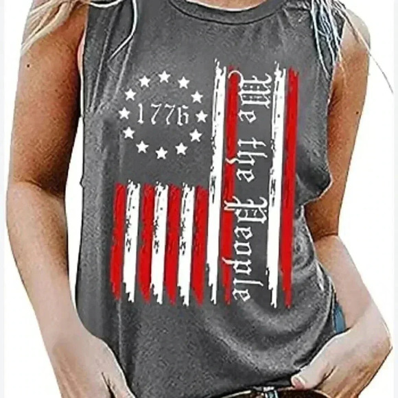 We The People 1776 Flag Tank Top Adult Sz XL. Gray sleeveless shirt workout‎ - Picture 2 of 8